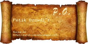 Petik Ozsvát névjegykártya